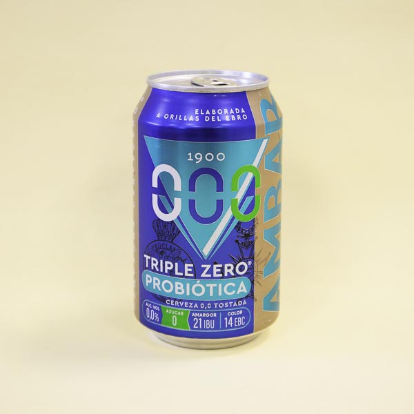 Cerveza Ambar Triple Zero Probiótica Lata 33 cl