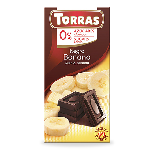 Chocolate Negro con Banana s/azúcares 75g Torras