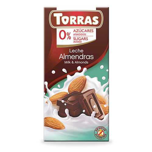 Chocolate con Leche y Almendras s/azúcares s/azúcares 75gTorras