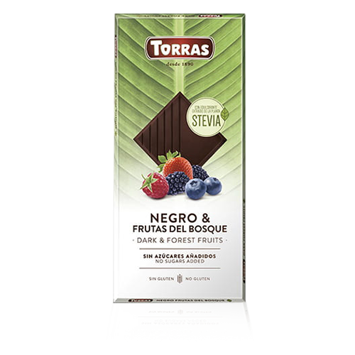 Chocolate Negro con Frutos del Bosque y Stevia (125 g) Torras