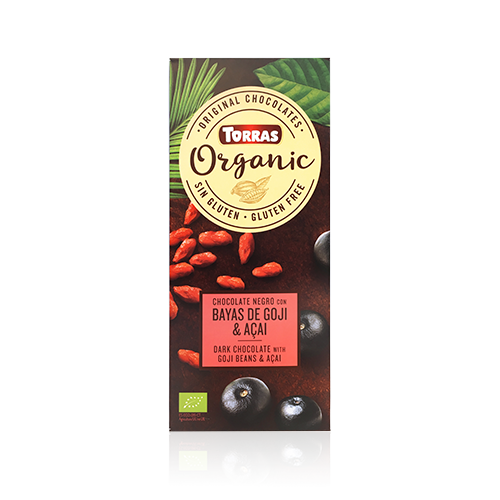 Chocolate Negro Orgánico de Bayas de Goji y Açai (100 g) Torras