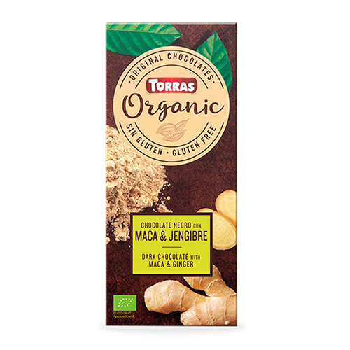 Chocolate Negro Orgánico de Maca y Jengibre (100 g) Torras