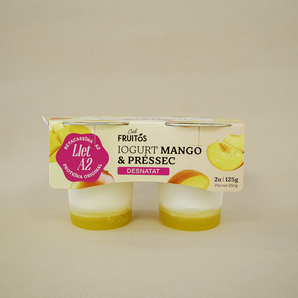 Yogur Desnatado de Mango y Melocotón (2x125 g) Cal Fruitós