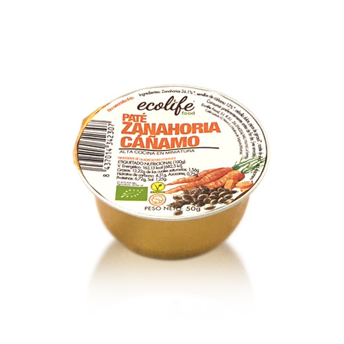 Paté de Zanahoria y Cáñamo Bio (50 g) Ecolife