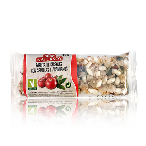 Barrita de Cereales con Semillas y Arándanos (40 g) Natursoy