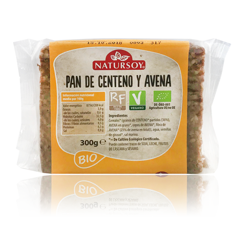 Pan de centeno y avena (300 g) Natursoy