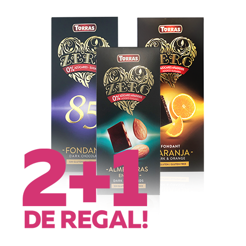 2+1 de Regalo Chocolates Zero Torras (85%, Negro Almendra, Negro Naranja)