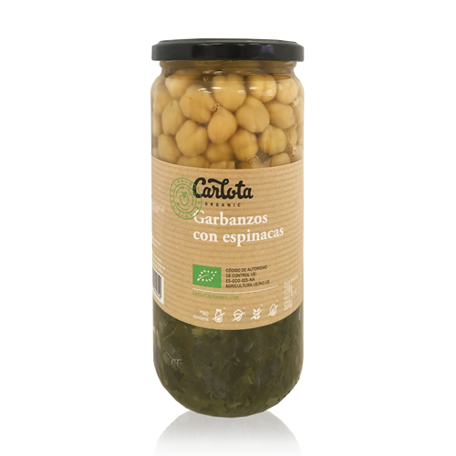 Garbanzos con Espinacas Bio (720 g) Carlota