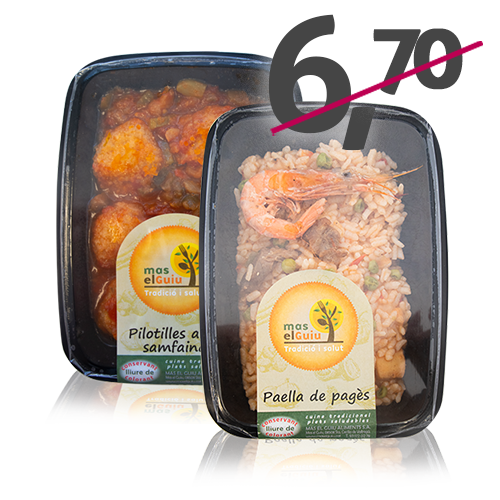 Pack Paella Campera (250 g) + Albóndigas con Pisto (250 g) Mas el Guiu