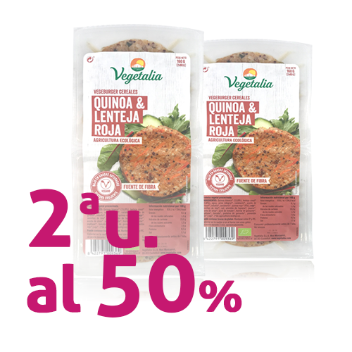 Pack 2 u. Vegeburguer Lentejas y Quinoa Bio (160 g) Vegetalia 