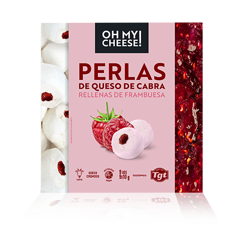 Perlas de Queso de Cabra rellenas de Frambuesas (90 g) Oh My Cheese