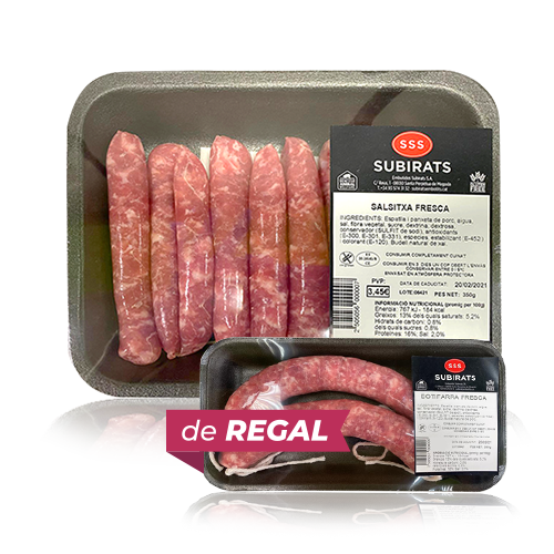Salchichas de Cerdo (350g) Subirats + regalo Butifarras de Cerdo (350g) Subirats