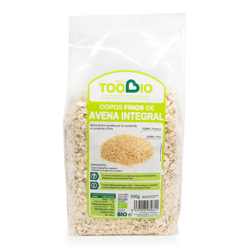 Copos de Avena Finos Bio 500g Toobio