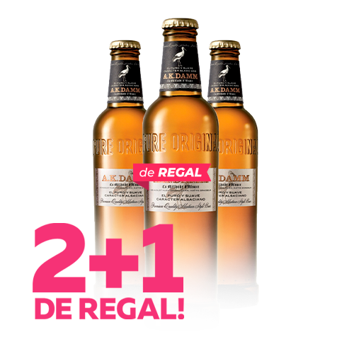 2+1 de Regalo Cerveza A.K. Damm Botella Vidrio 33cl