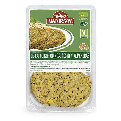 Hamburguesa de Quinoa, Pesto y Almendras Bio 2x80g Natursoy