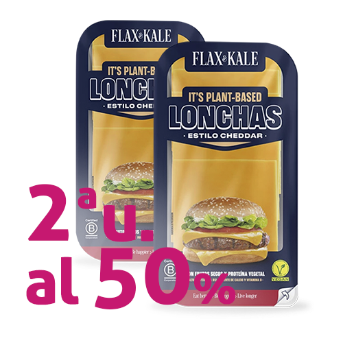 Pack 2u. Queso Vegano Lonchas Cheddar 100g Flax&Kale