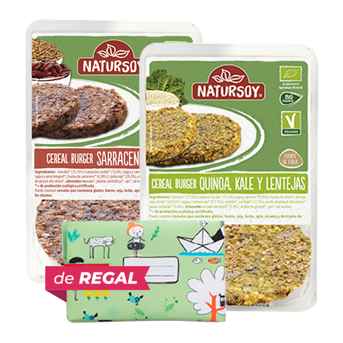 Pack Hamburguesas Vegetales Natursoy + de Regalo Portabocadillos reutilizable