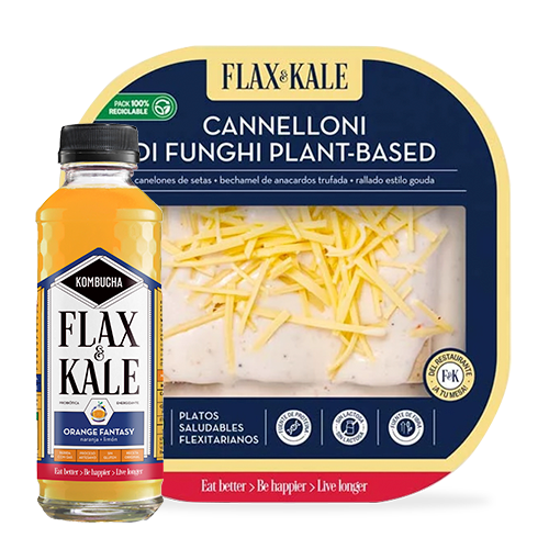 Pack Cannelloni de Setas Vegano + Kombucha Orange Fantasy Flax & Kale