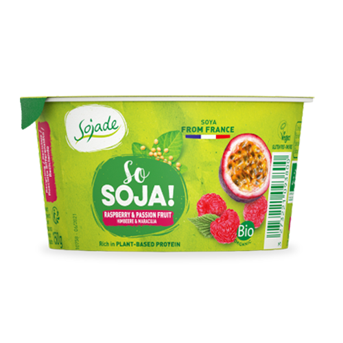 Postres de Soja Frambuesas y Maracuya Bio 150g Sojade