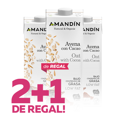 Pack 2+1 de Regalo Bebida de Avena con Cacao Bio (1 l) Amandin