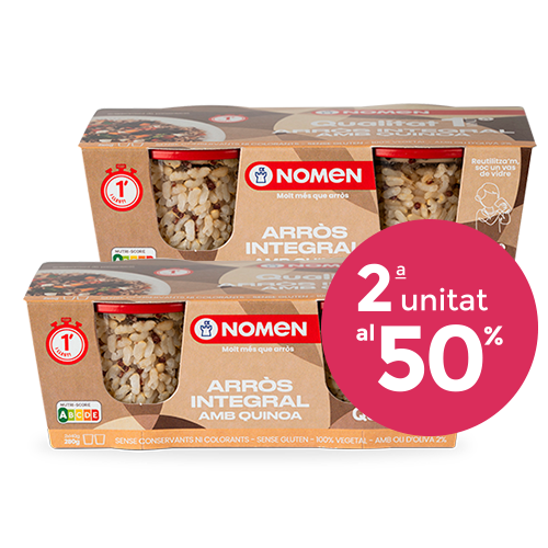 Pack 2 Vaso Cristal Arroz Integral y Quinoa 2x140g Nomen