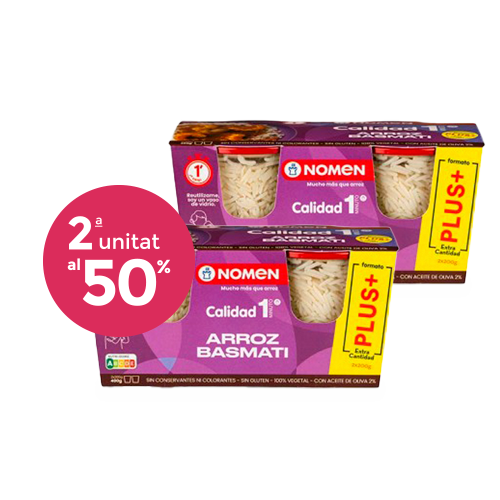 Pack 2u. vaso cristal arroz basmati plus 2x200g nomen Fruta y verdura