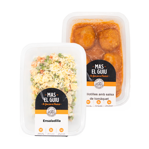 Menu Mas el Guiu (Ensaladilla + Albóndigas con Salsa de Tomate)