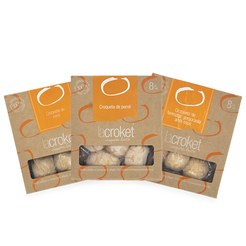 Pack 2+1 de regalo (Croquetas Setas, Gorgonzola y Nueces, Jamón Ibérico) LaCroket