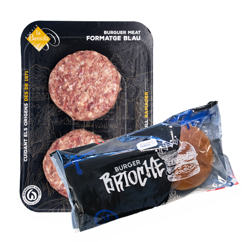 Pack Hamburguesa Queso Azul Bassola + Pan Burguer Potato Rolls Juanito Bakers 