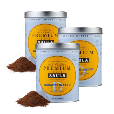 Pack 2+1 Cafè Mòlt Gran Espresso Premium Descafeïnat Llauna 250g Saula