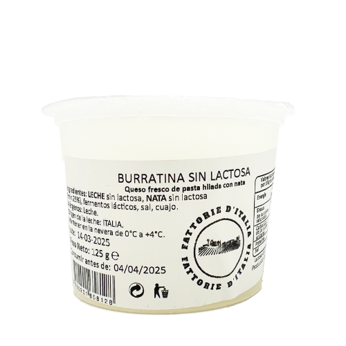 Burrata di Bufala Senza Lattosio 125g Fattorie d'Italia