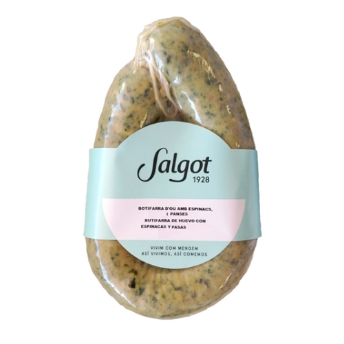 Botifarra d' Ou amb Espinacs i Panses  250g Salgot