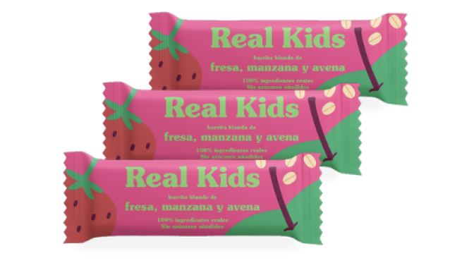 Pack 3u Barrita Infantil Fresa y Manzana 30g Real Kids