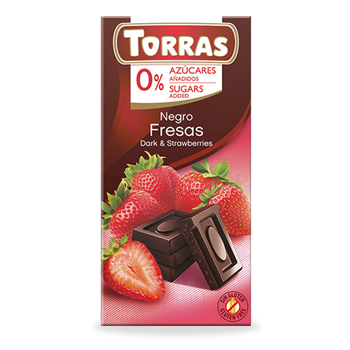 Chocolate negro con fresas s/azúcares 75g Torras
