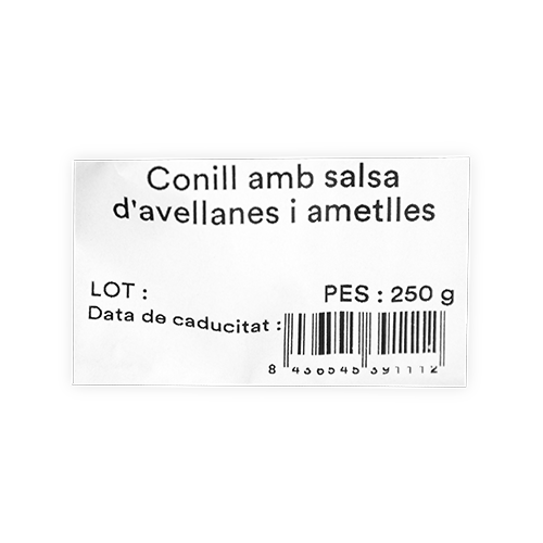 Conill salsa avellanes i ametlles (250 g) Mas el Guiu