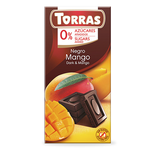 Chocolate Negro con Mangos/azúcares 75g de Torras