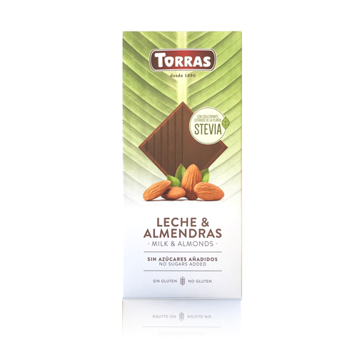 Xocolata Stevia amb llet i ametlles (125 g) Torras