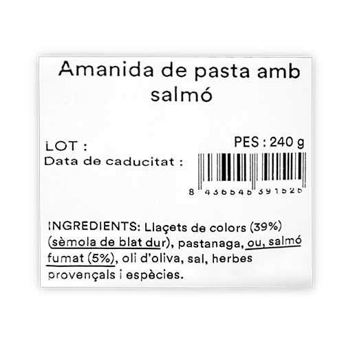 Amanida de pasta amb salmó (240 g) Mas el Guiu