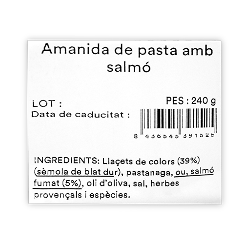 Ensalada de pasta con salmón (240 g) Mas el Guiu