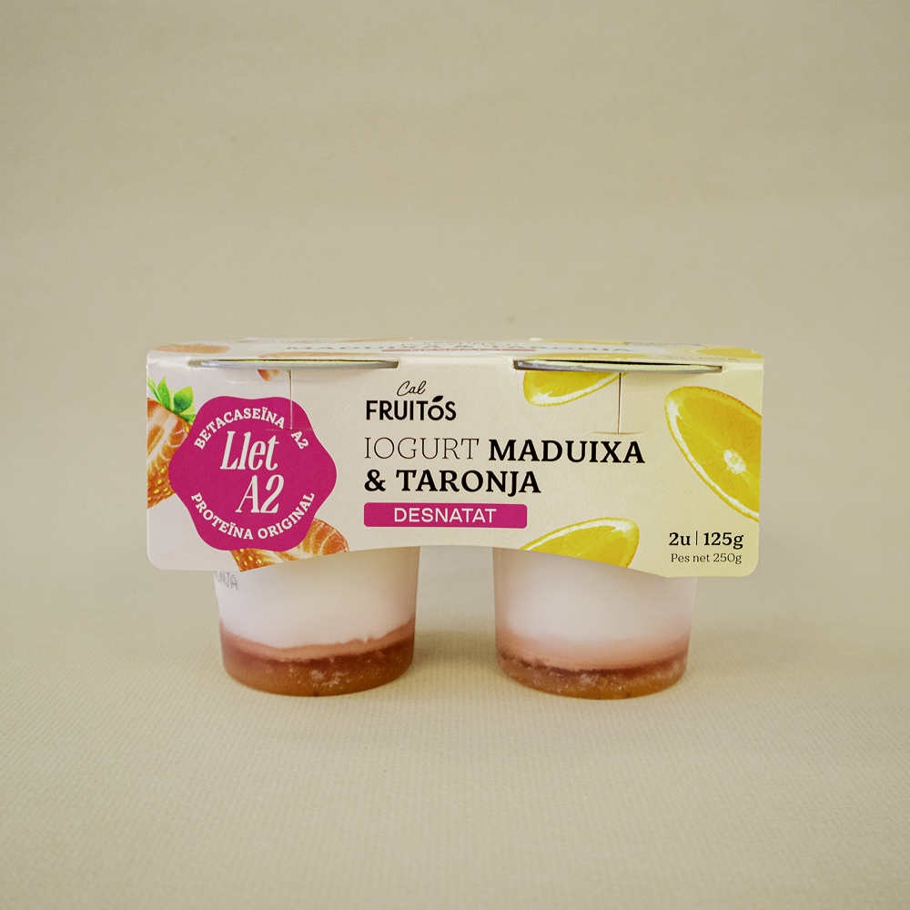 Iogurt Desnatat Maduixa i Taronja (2x125 g) Cal Fruitós
