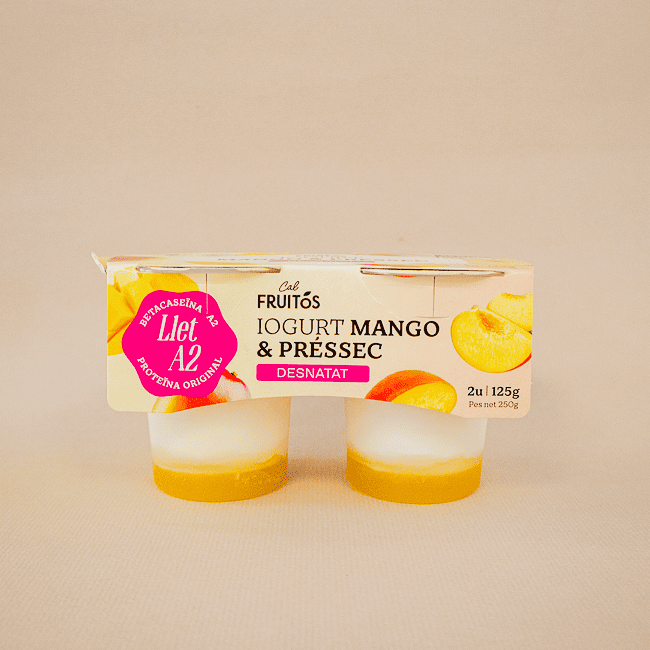 Iogurt Desnatat de Mango i Préssec (2x125 g) Cal Fruitós