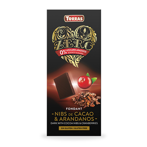 Chocolate Negro Nibs de Cacao con Arándanos Zero (125 g) Torras 