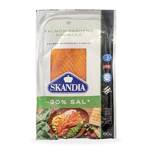 Salmón -30% Sal  Ahumado (80 g) Skandia