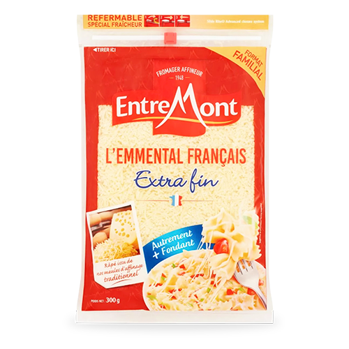 Formatge Emmental Francés Ratllat 160g EntreMont 