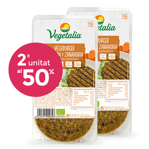 Pack 2u. Vegeburguer Seità i Pastanaga Bio (160 g) Vegetalia