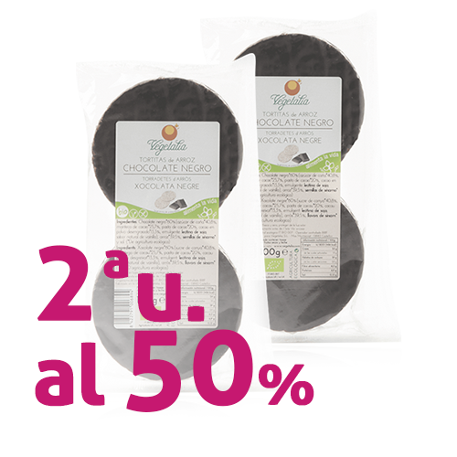 Pack 2u. Coques d' Arròs amb Xocolata Negre 100g Vegetalia