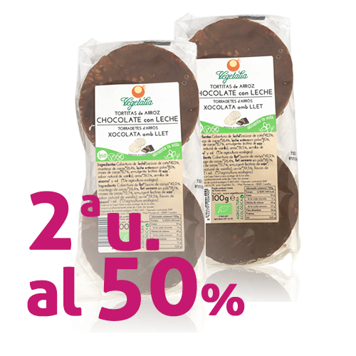 Pack 2u. Coques d'Arròs amb Xocolata amb llet (100 g) Vegetalia