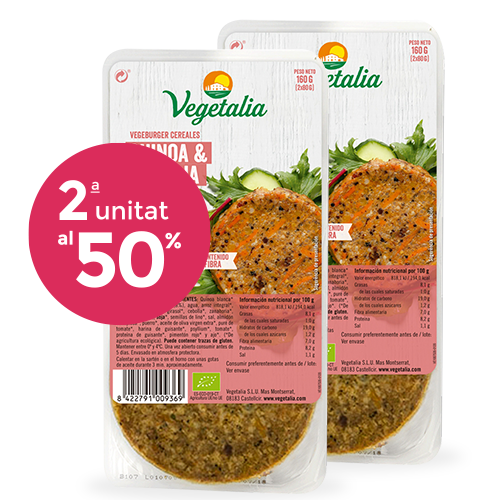 Pack 2u. Vegeburguer Llenties i Quinoa Bio (160 g) Vegetalia