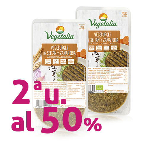 Pack 2u. Vegeburguer Seità i Pastanaga Bio (160 g) Vegetalia