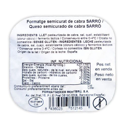 Queso de Bufala Semicurado Sarró Montbrú 